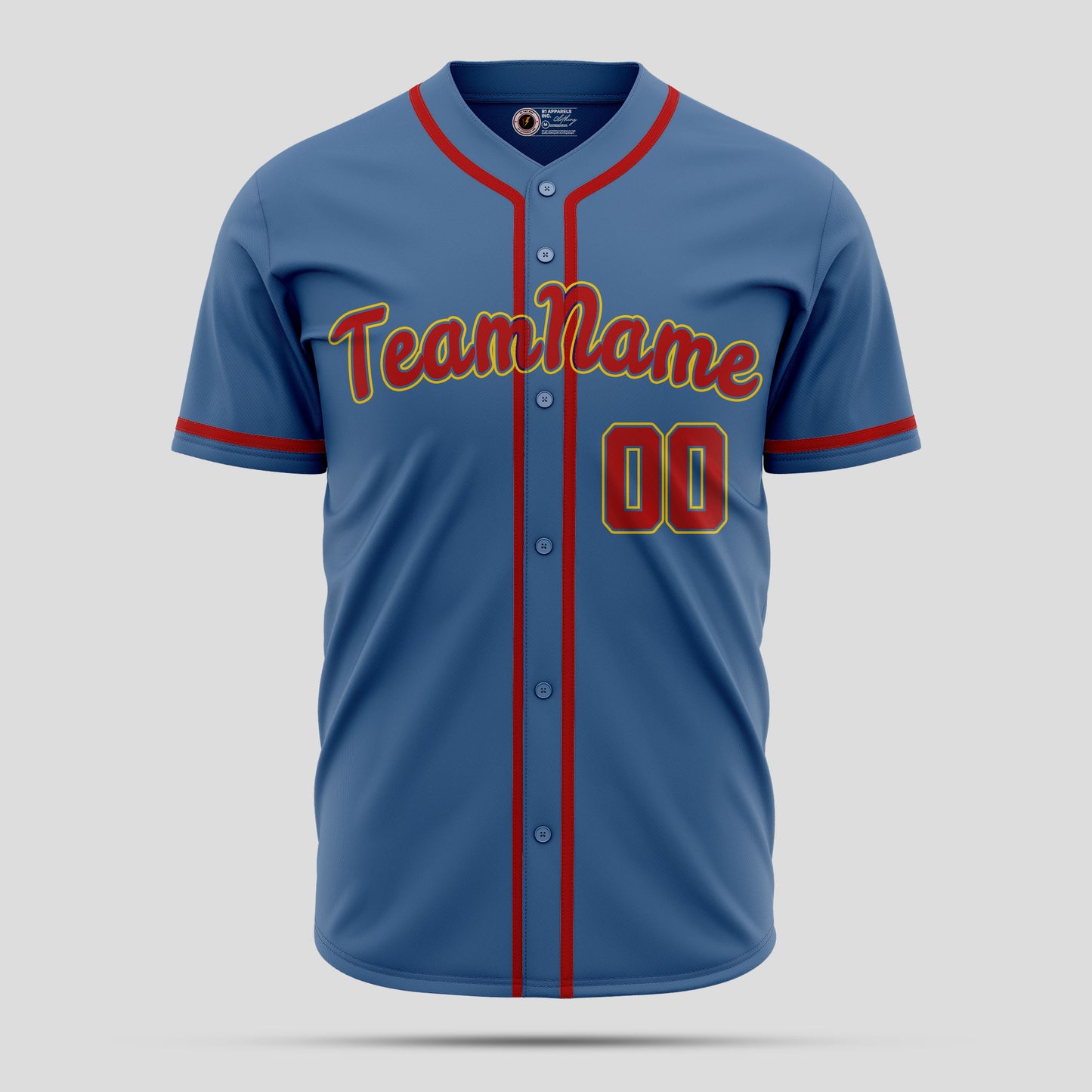 High-Quality Custom Light Blue & Orange Baseball Jersey