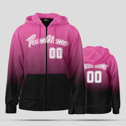 Custom Quality Pink and Black Pullover Sweatshirt Hoodie