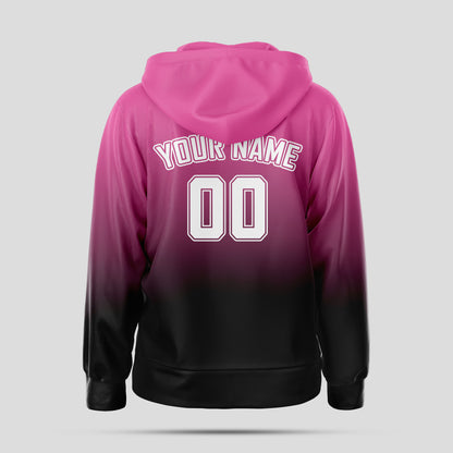 Custom Quality Pink and Black Pullover Sweatshirt Hoodie