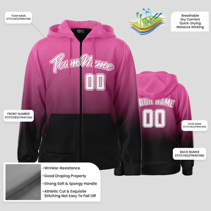 Custom Quality Pink and Black Pullover Sweatshirt Hoodie