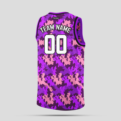 Custom Purple and White Camo Basketball Jerseys – High-Quality Team Uniforms