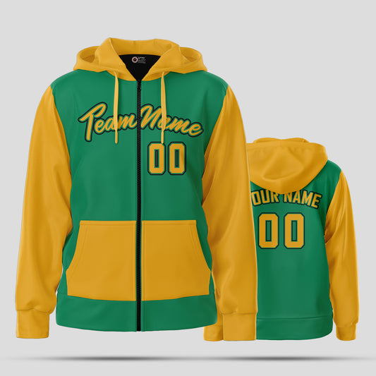 Custom Real Quality Green Yellow Pullover Hoodie Sweatshirt