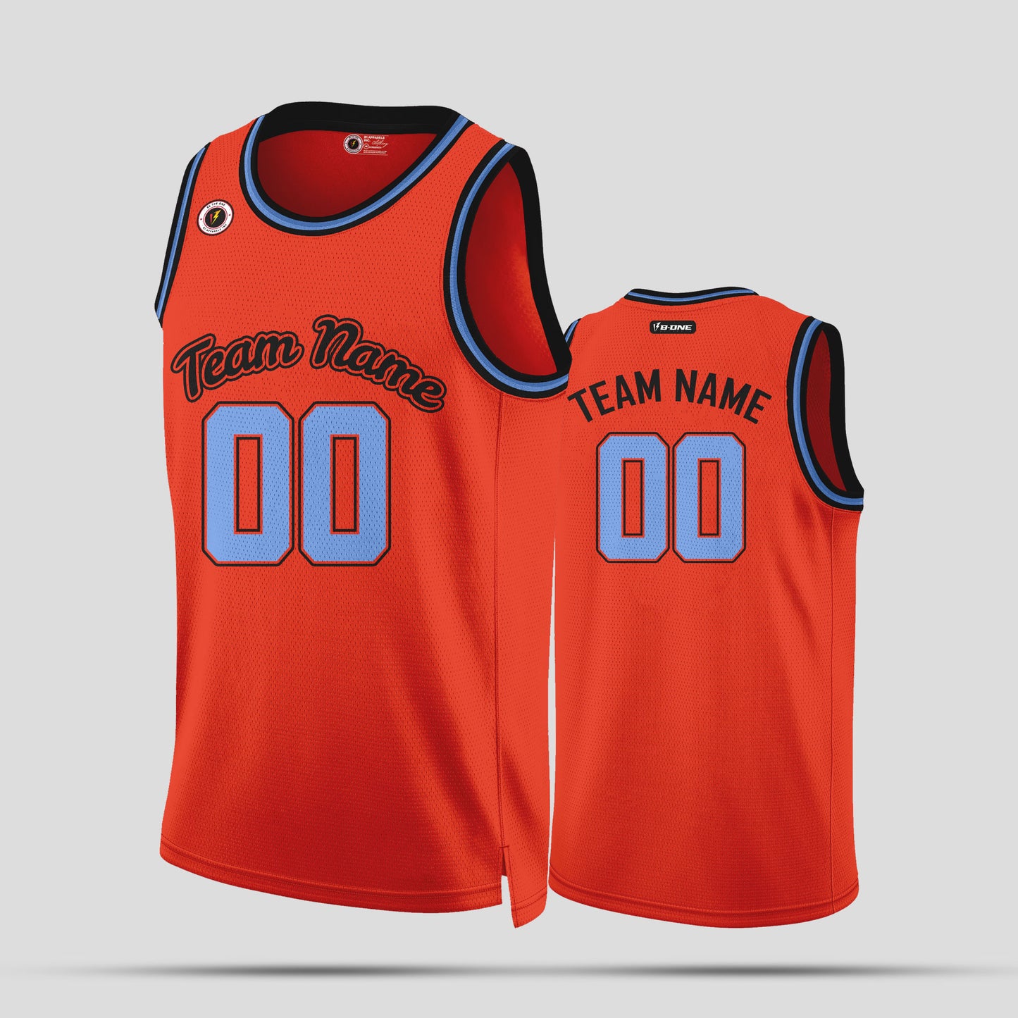 Custom Real Quality Orange and Light Blue Basketball Jerseys – Team Uniforms