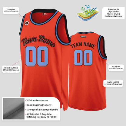 Custom Real Quality Orange and Light Blue Basketball Jerseys – Team Uniforms