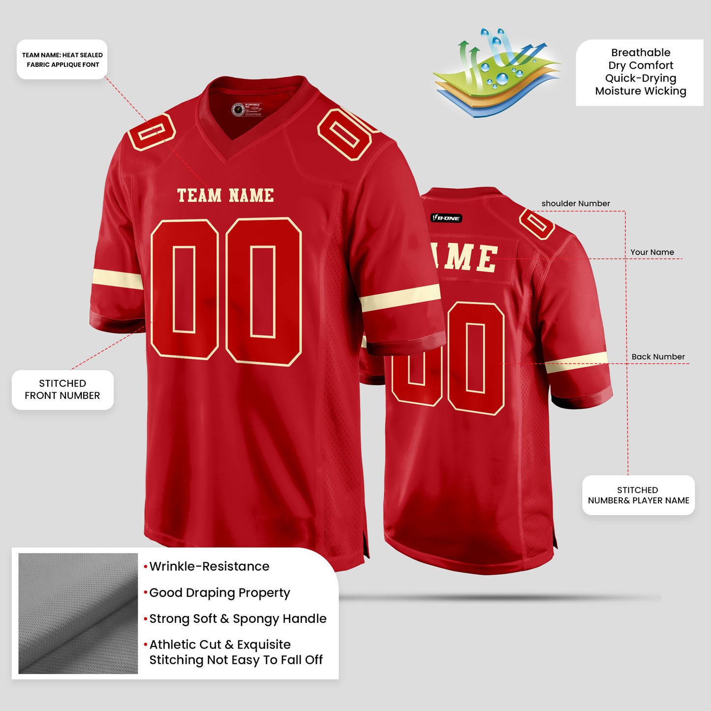 Custom Real Quality Red and White Football Jersey – Personalized for Top Performance and Style