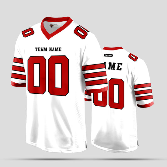 Custom Real Quality White and Red Football Jersey – Durable & Stylish