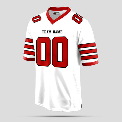 Custom Real Quality White and Red Football Jersey – Durable & Stylish