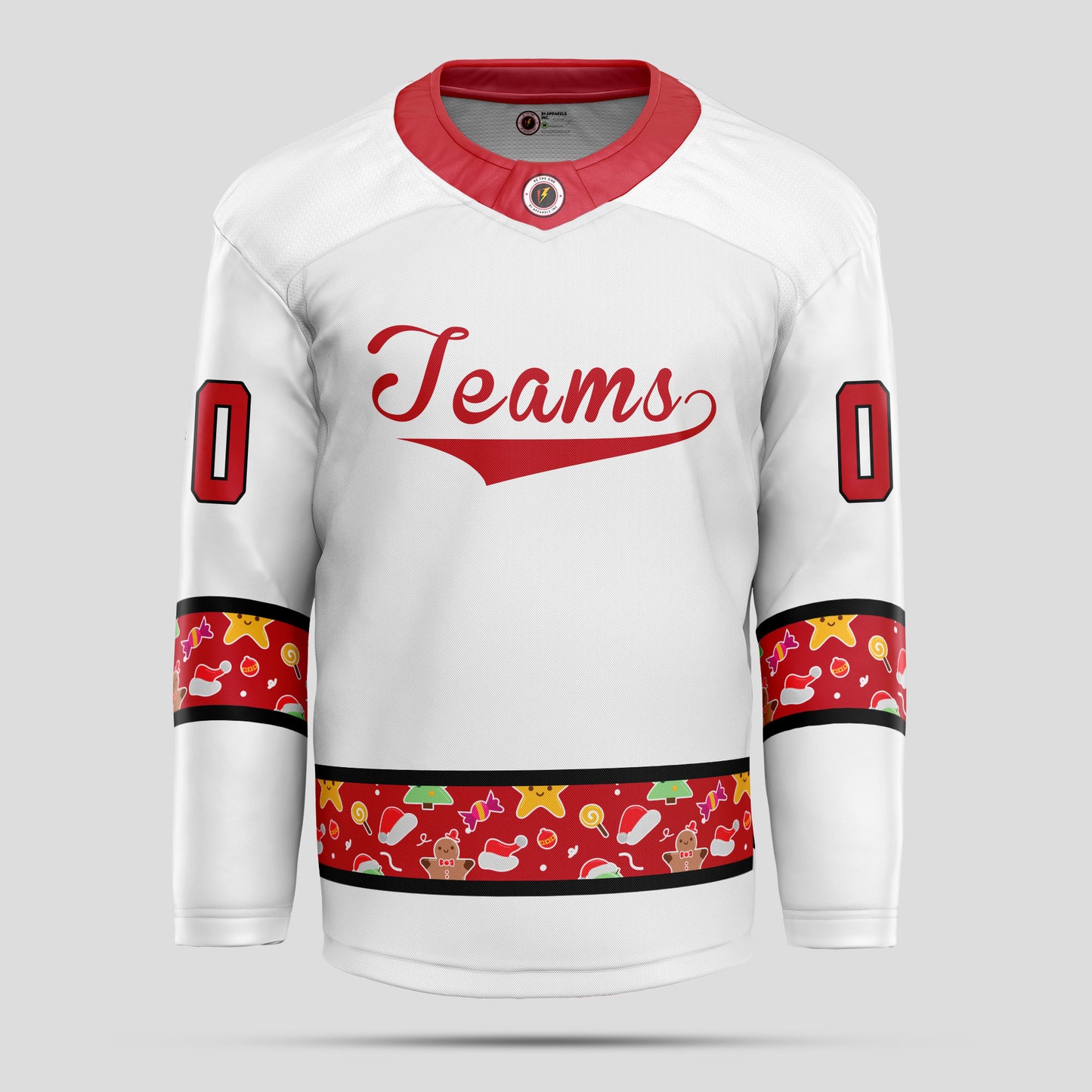 Custom Red and Black Christmas Pattern Hockey Jersey - Premium Quality & Personalized