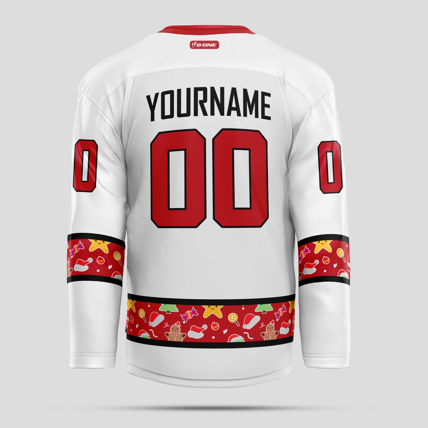 Custom Red and Black Christmas Pattern Hockey Jersey - Premium Quality & Personalized