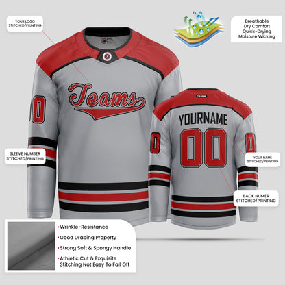 Custom Red and Black Ice Hockey Jersey - Premium Quality & Personalized