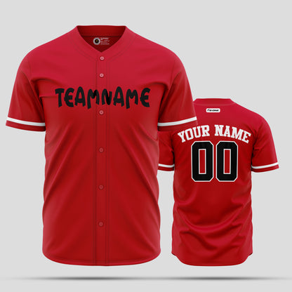 High-Quality Custom Red, Black & White Baseball Jersey