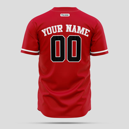 High-Quality Custom Red, Black & White Baseball Jersey