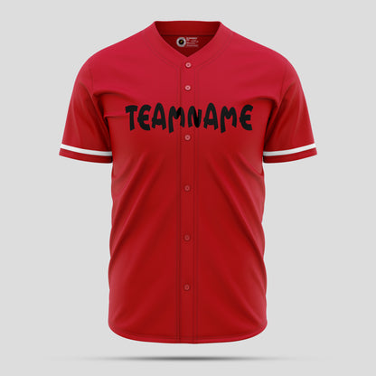 High-Quality Custom Red, Black & White Baseball Jersey