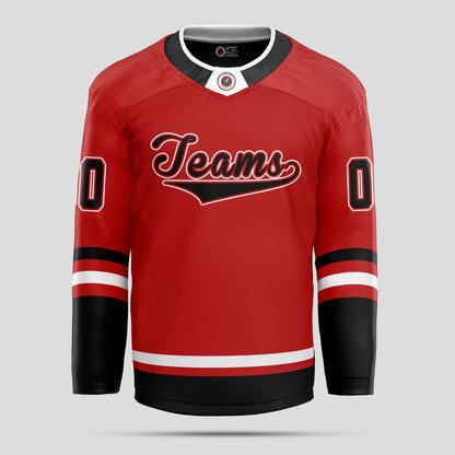 Custom Red, Black, and White Premium Quality Hockey Jersey – Superior Design & Comfort