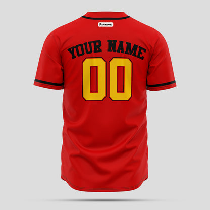 Premium Quality Custom Red, Black & Yellow Baseball Jersey