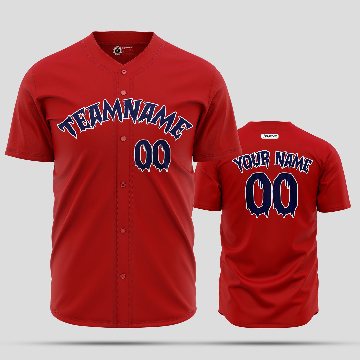 Premium Custom Red & Navy Blue Baseball Jersey