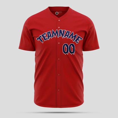 Premium Custom Red & Navy Blue Baseball Jersey