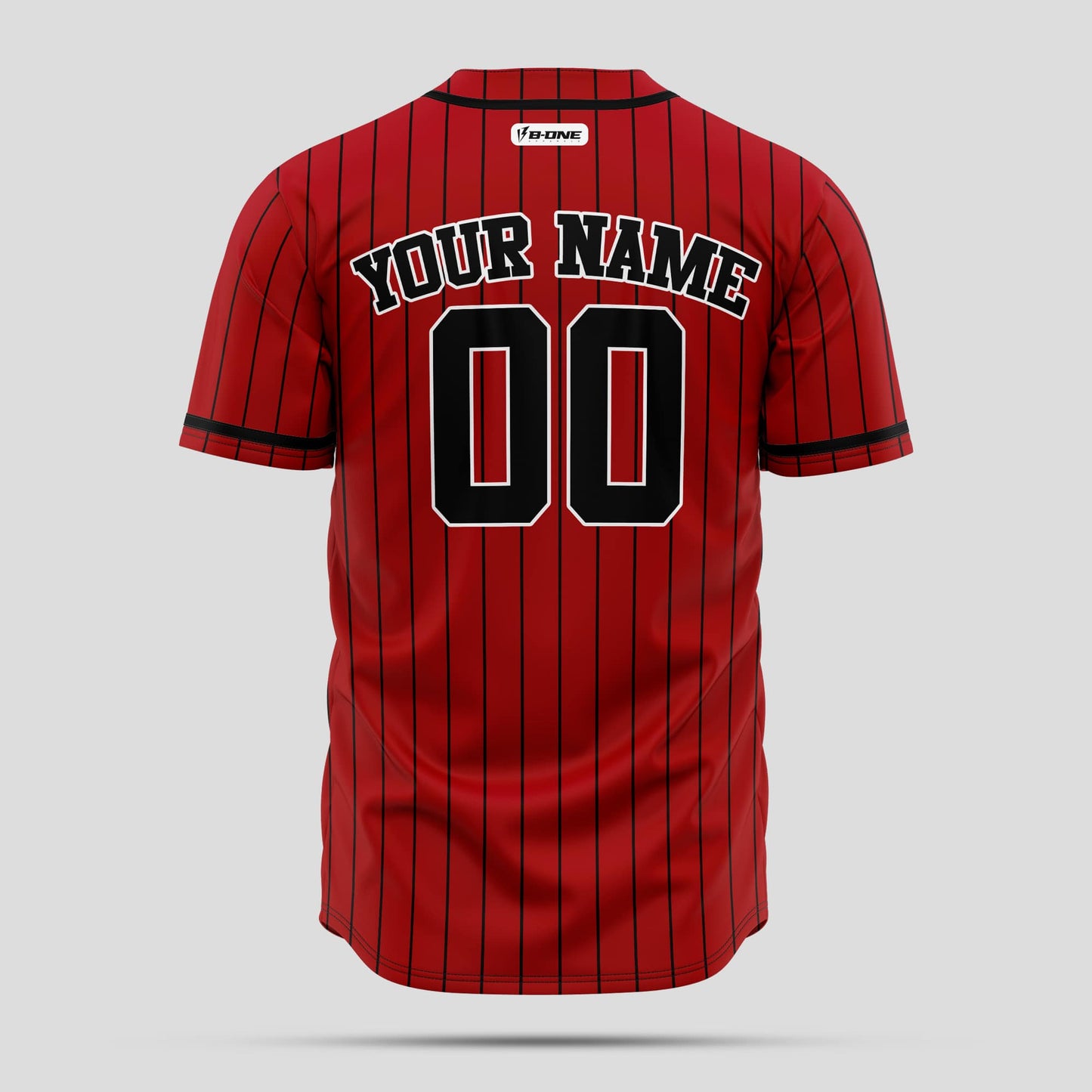 Custom Red Pinstripe and Black Authentic Baseball Jersey