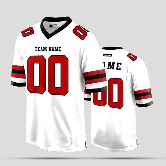 Custom Red, White, and Black Football Jersey – Premium Personalized Sportswear