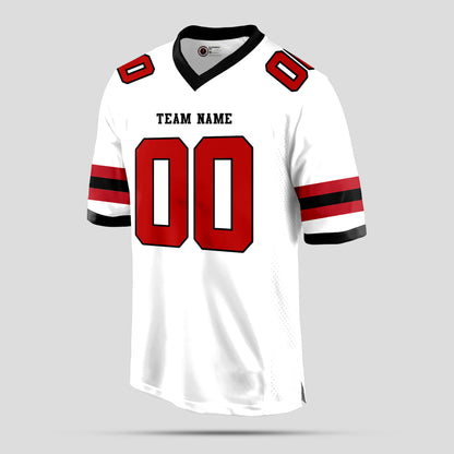 Custom Red, White, and Black Football Jersey – Premium Personalized Sportswear