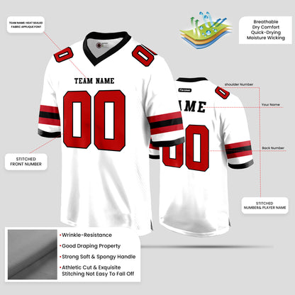 Custom Red, White, and Black Football Jersey – Premium Personalized Sportswear