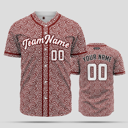 Authentic Custom Red & White Pattern Baseball Jersey