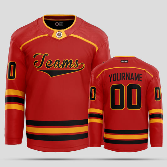 Custom Red, Yellow, and Black Hockey Jersey – Bold & Personalized Design