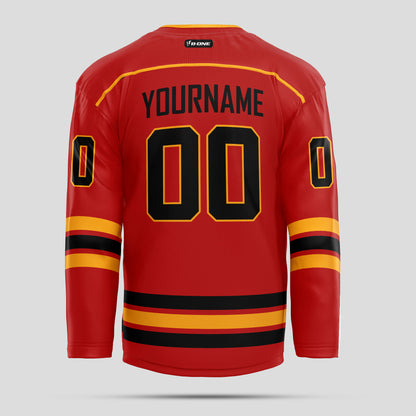 Custom Red, Yellow, and Black Hockey Jersey – Bold & Personalized Design