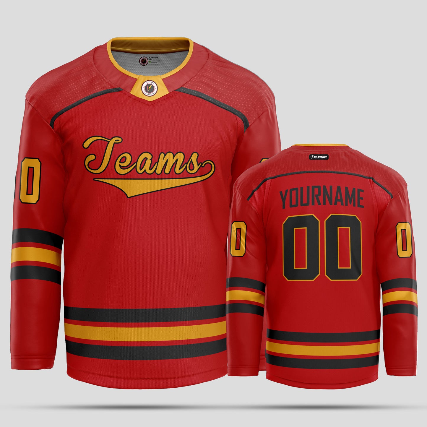 Custom Red and Yellow Streetwear Hockey Jersey – Bold & Personalized Design