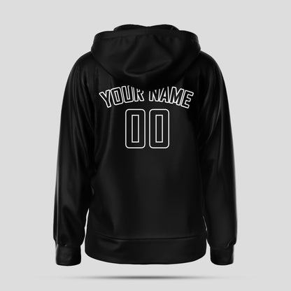 Custom Stitched Black White Pullover Hoodie Sweatshirt