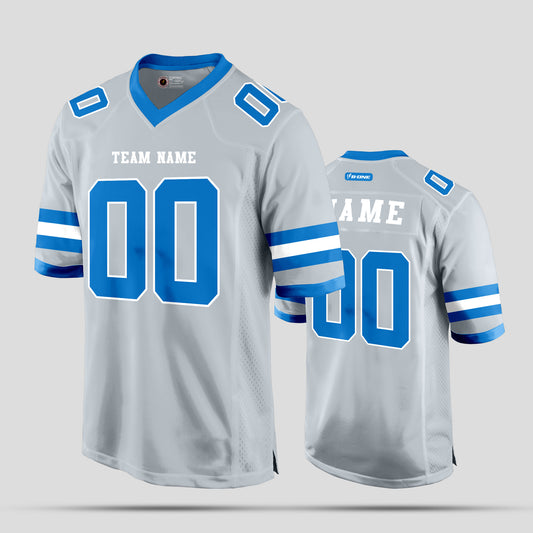 Custom High-Quality Silver and Light Blue Football Jersey – Premium Personalized Sportswear