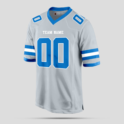 Custom High-Quality Silver and Light Blue Football Jersey – Premium Personalized Sportswear