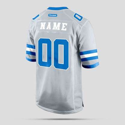 Custom High-Quality Silver and Light Blue Football Jersey – Premium Personalized Sportswear