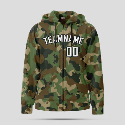 Custom Stitched Camo Green Pullover Hoodie Sweatshirt