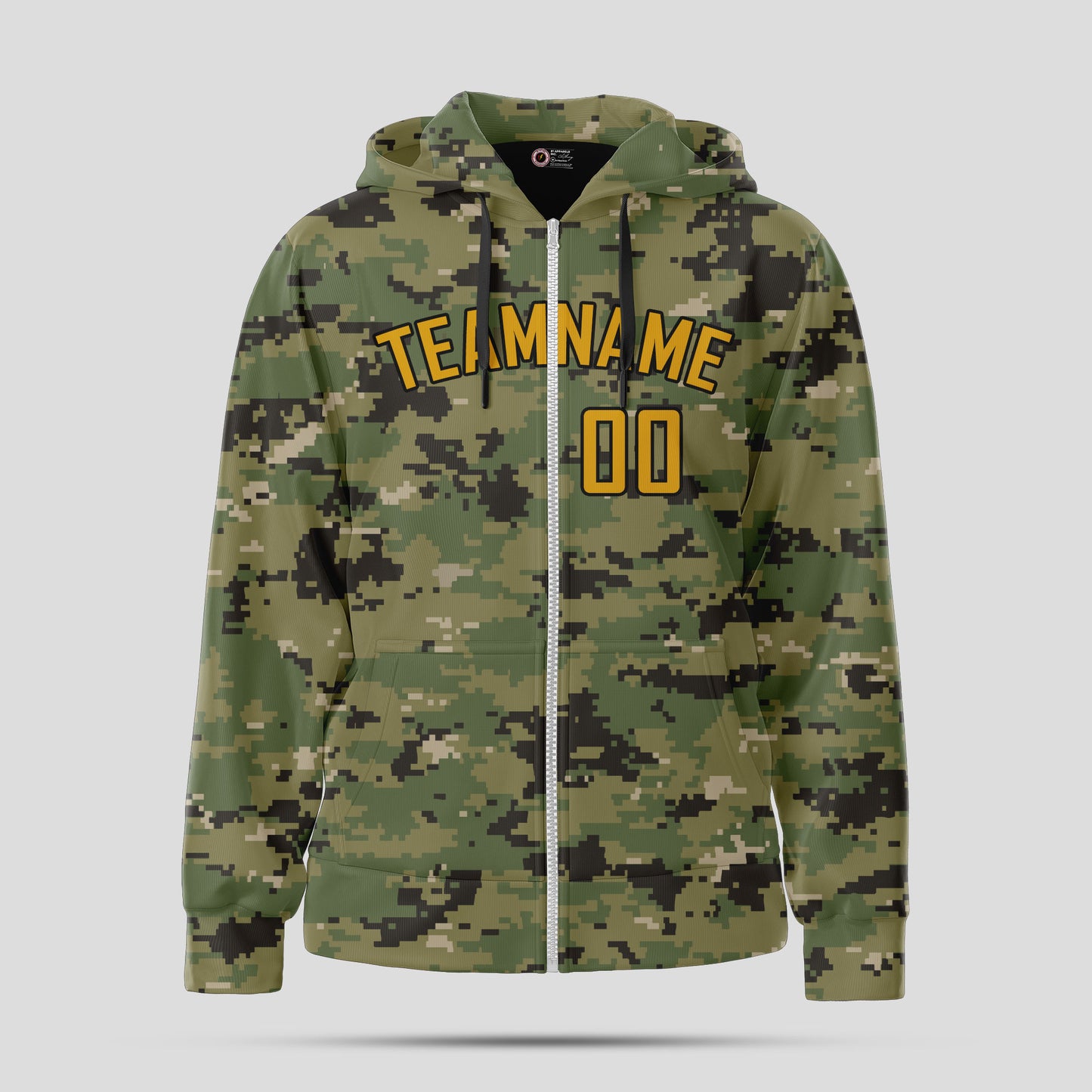 Custom Stitched Camo Yellow Pullover Hoodie Sweatshirt