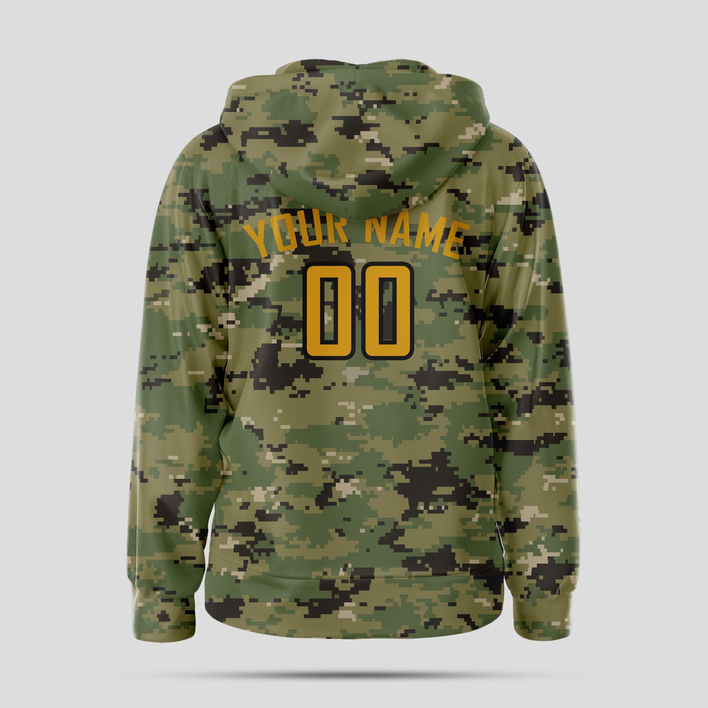 Custom Stitched Camo Yellow Pullover Hoodie Sweatshirt