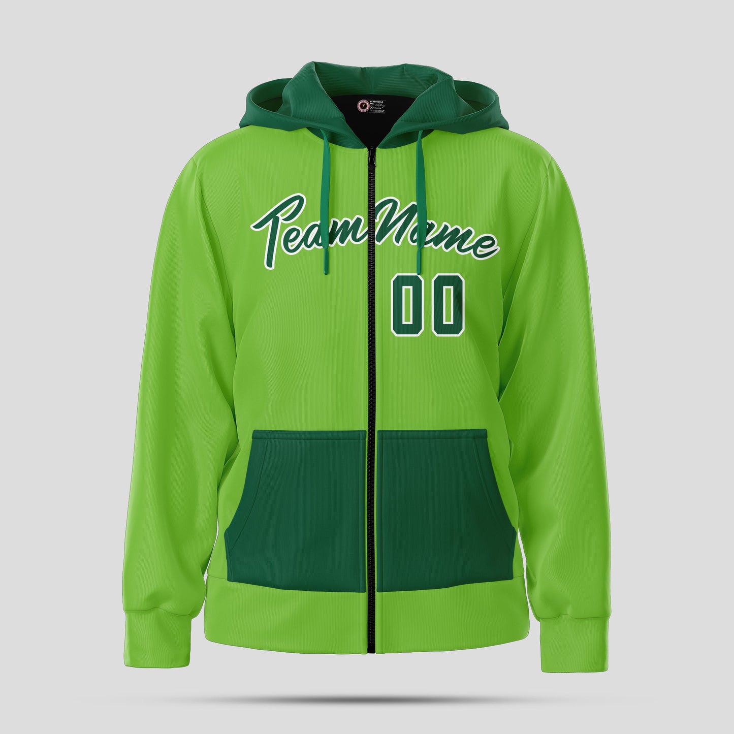 Custom Stitched Neon Green Pullover Hoodie Sweatshirt