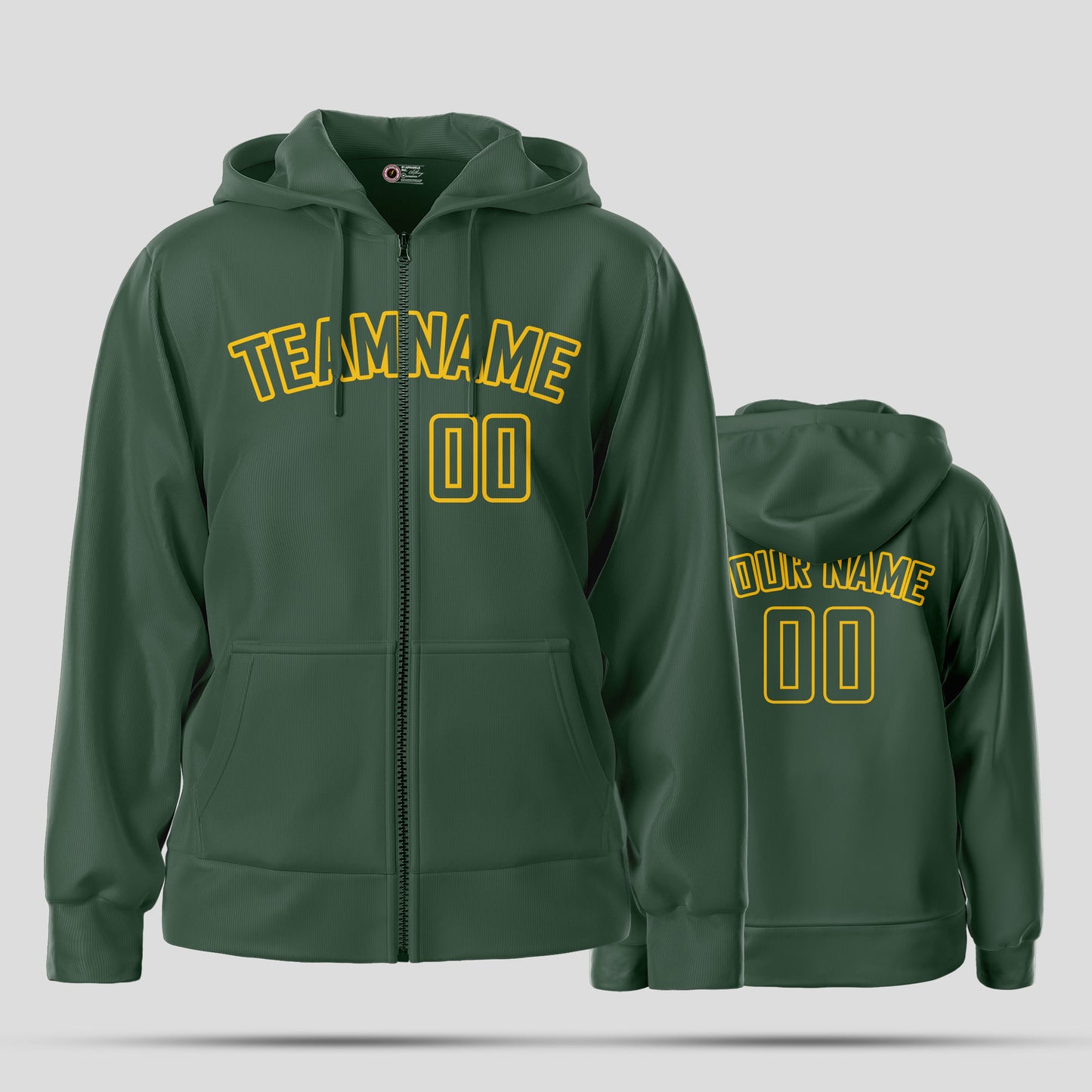 Custom Stitched Green Yellow Pullover Hoodie Sweatshirt