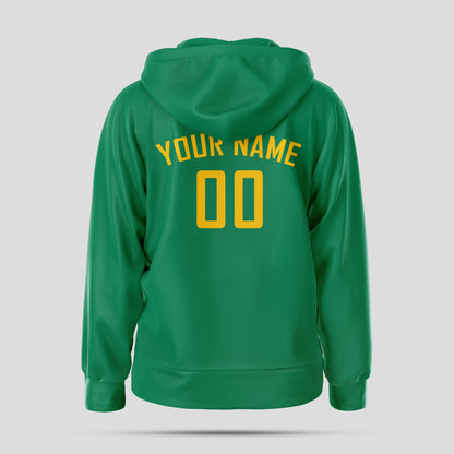 Custom Stitched Kelly Green Yellow Pullover Hoodie Sweatshirt