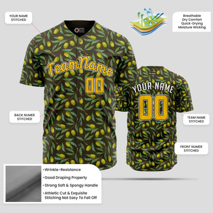 Custom Street Fashion 3D Pattern Old Gold Baseball Jersey