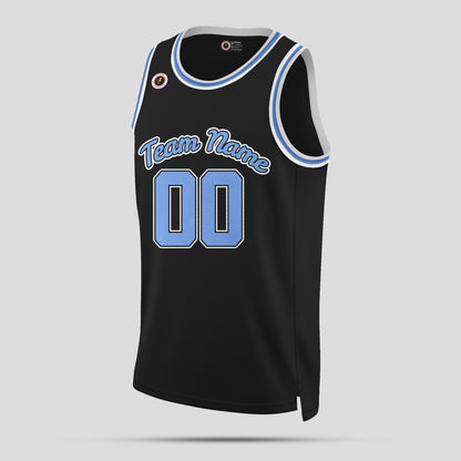 Custom Street Fashion Black and Purple Throwback Basketball Jersey