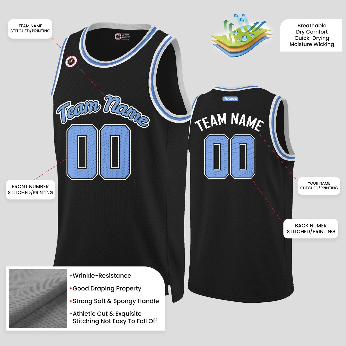 Custom Street Fashion Black and Purple Throwback Basketball Jersey