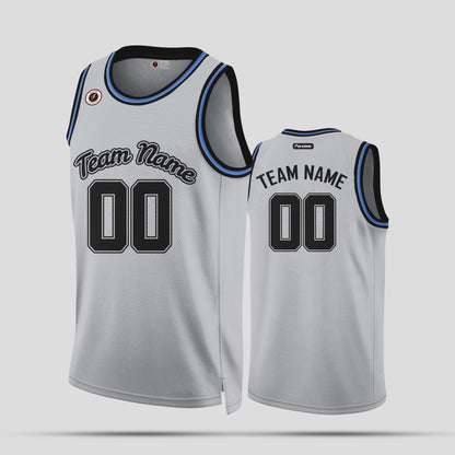 Custom Street Fashion Gray and Black High-Quality Basketball Jersey