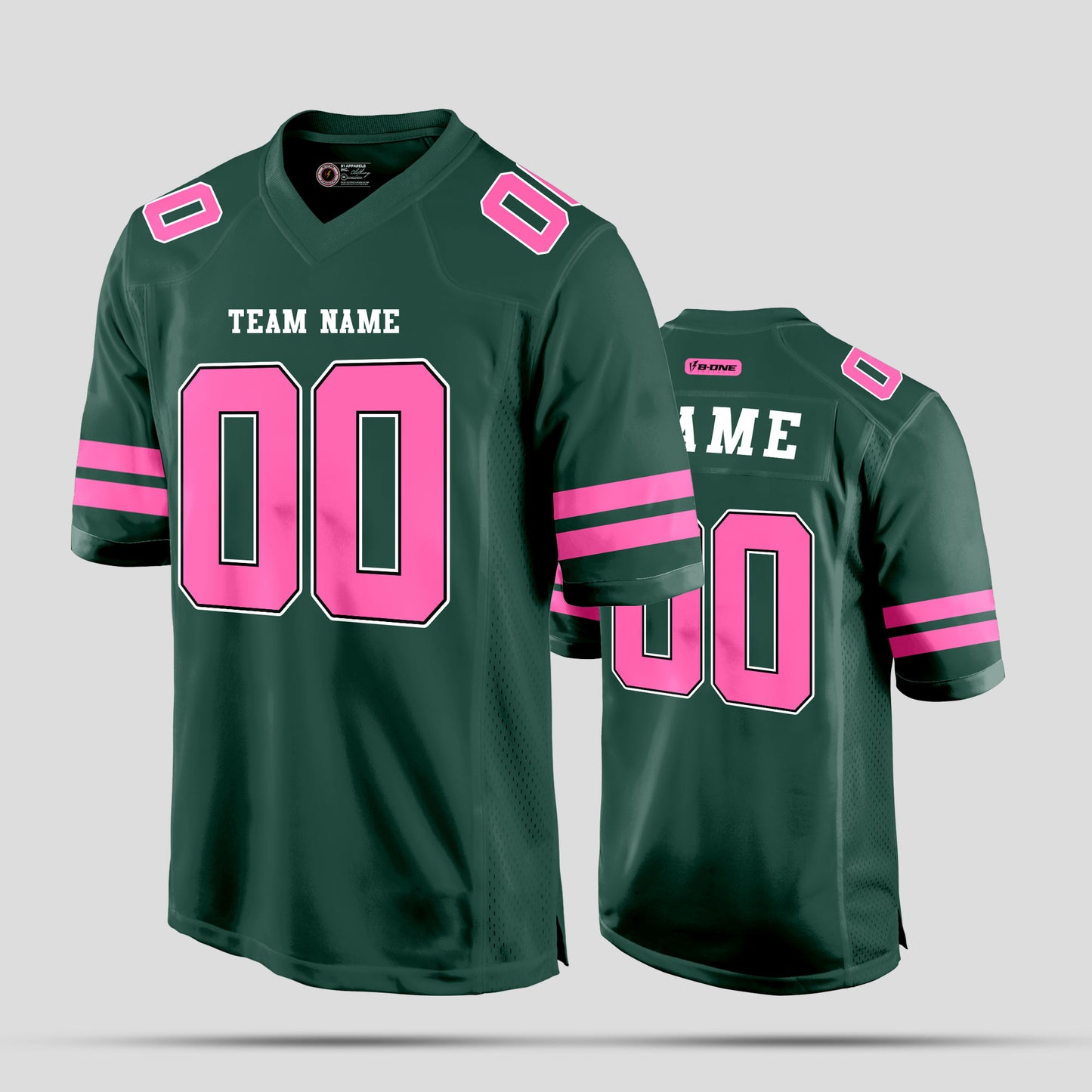 Custom Street Fashion Green and Light Pink Football Jersey with Personalized Design