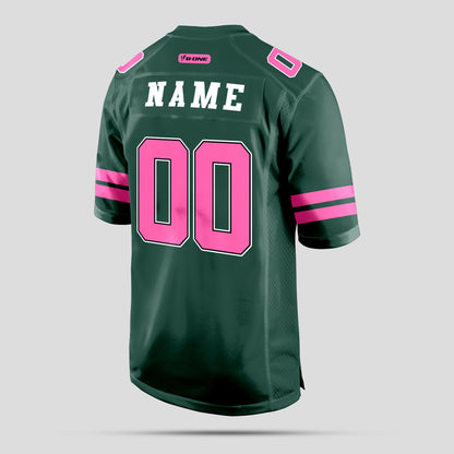 Custom Street Fashion Green and Light Pink Football Jersey with Personalized Design