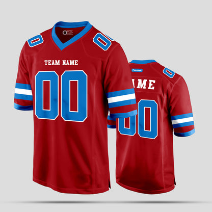 Custom Street Fashion Red, Light Blue, and White Football Jersey – Personalized for Trendy Performance