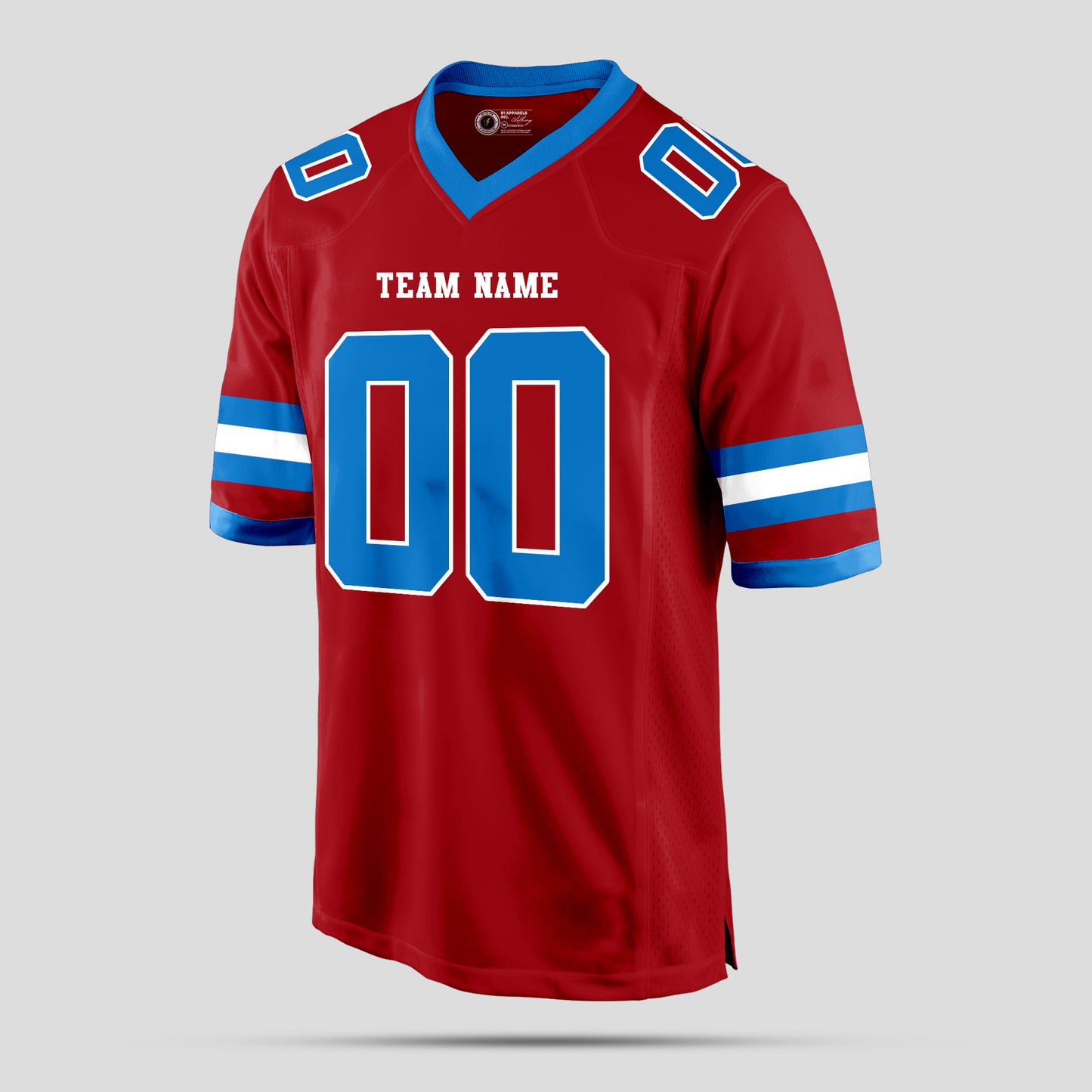 Custom Street Fashion Red, Light Blue, and White Football Jersey – Personalized for Trendy Performance