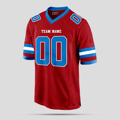 Custom Street Fashion Red, Light Blue, and White Football Jersey – Personalized for Trendy Performance