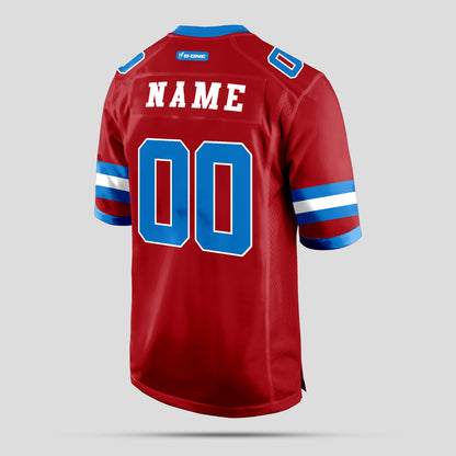 Custom Street Fashion Red, Light Blue, and White Football Jersey – Personalized for Trendy Performance