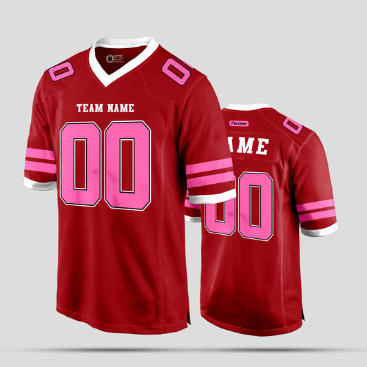 Custom Street Fashion Red, Light Pink, and White Football Jersey – Personalized for Trendy Performance